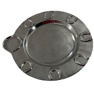 Jaco Mexican Metal Serving Platter Horseshoe Cowboy Western Handcrafted 14 3/4"